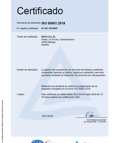 Portada certificado ISO 50001